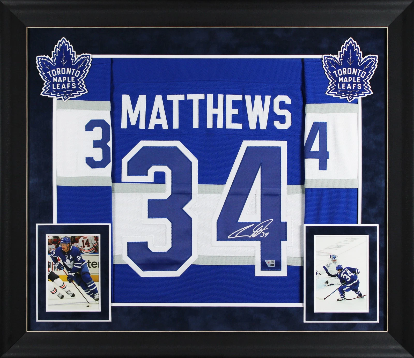Maple Leafs Auston Matthews Signed Blue Vintage M&N TB Framed Jersey Fanatics