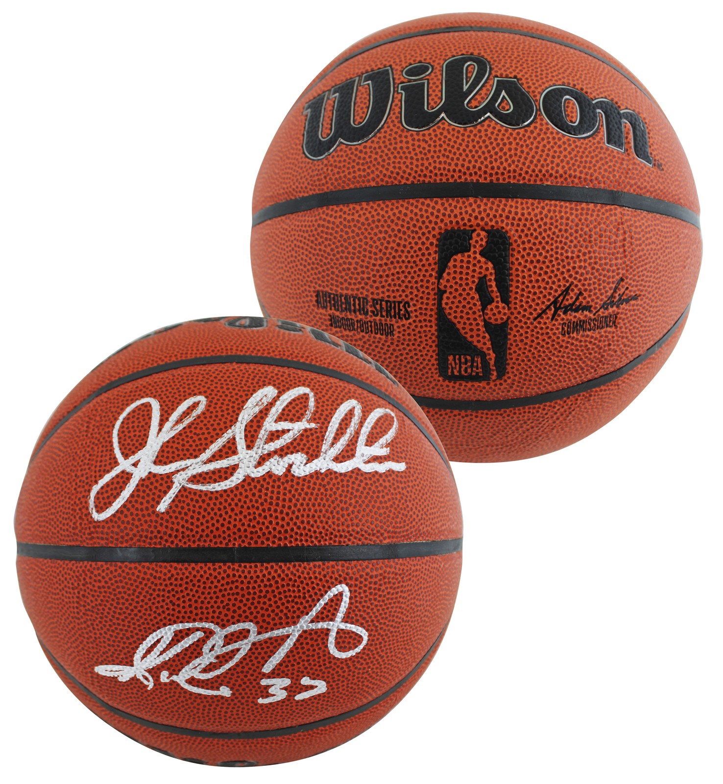 Jazz John Stockton & Karl Malone Authentic Signed Wilson Basketball BAS Witness