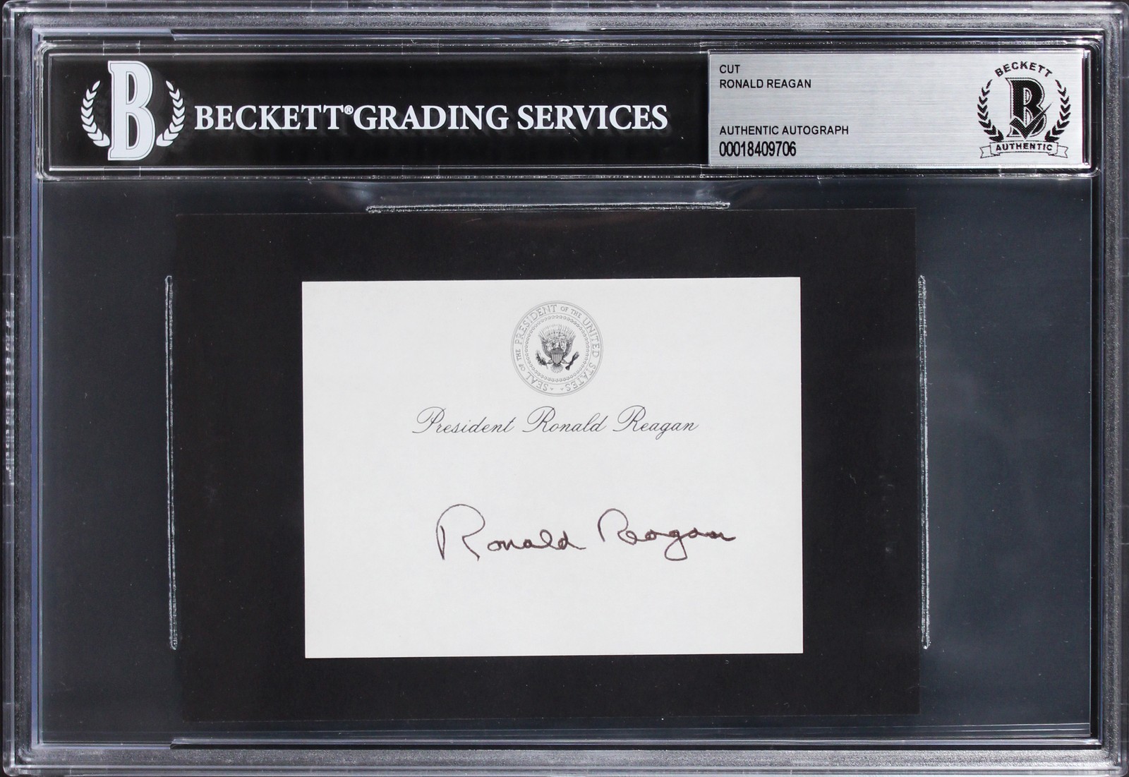 Ronald Reagan Authentic Signed 3x4 Cut Signature Autographed BAS Slabbed