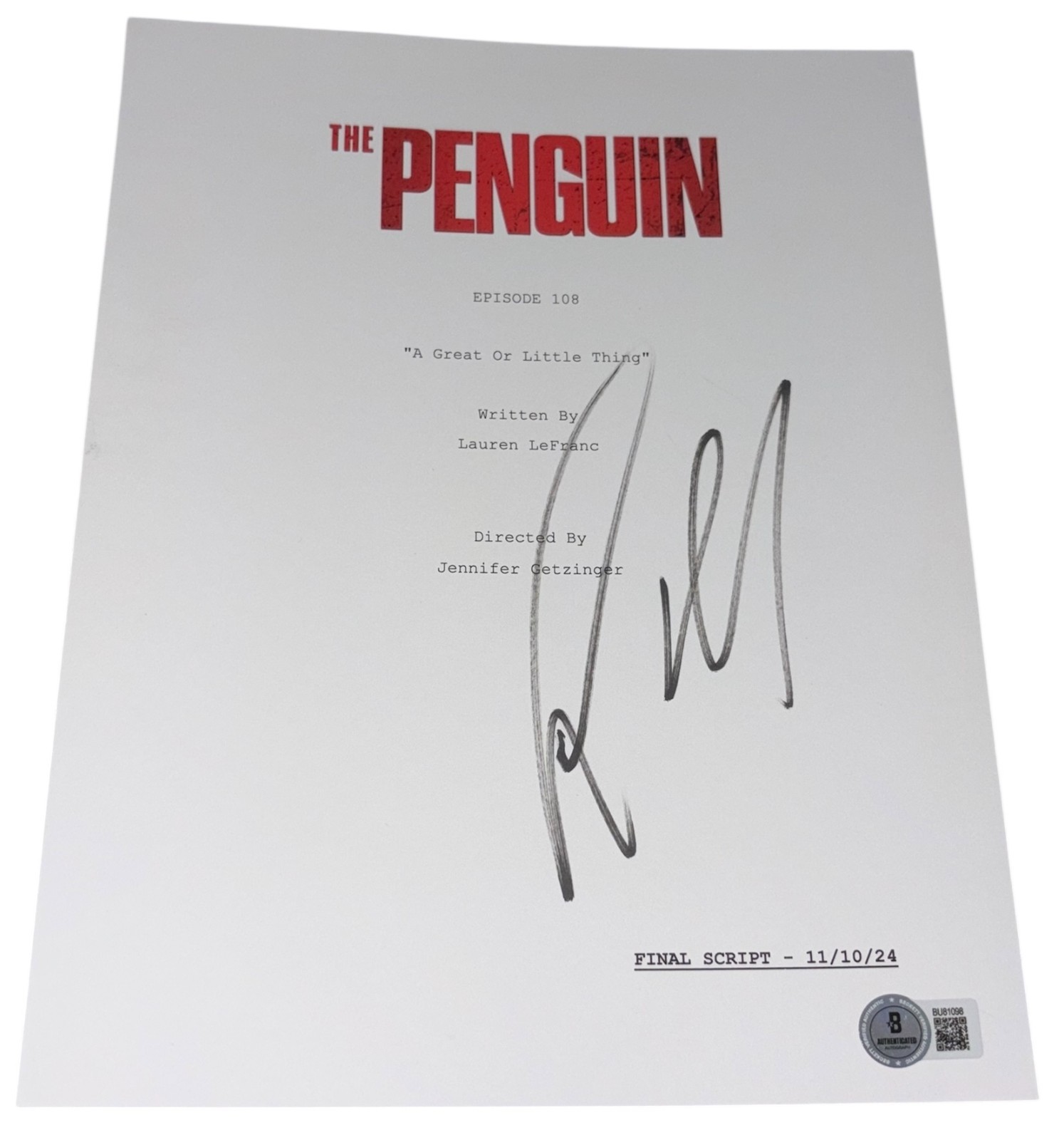 Colin Farrell Signed Autograph The Penguin S1 Finale Full TV Script Beckett BAS