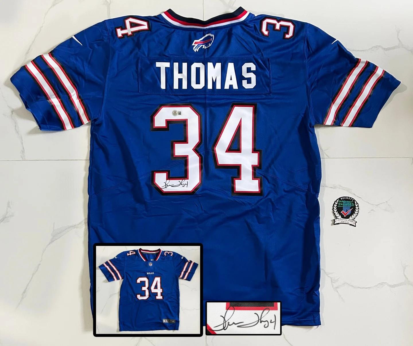 Thurman Thomas Signed Jersey Buffalo Bills Beckett BAS 1 COA