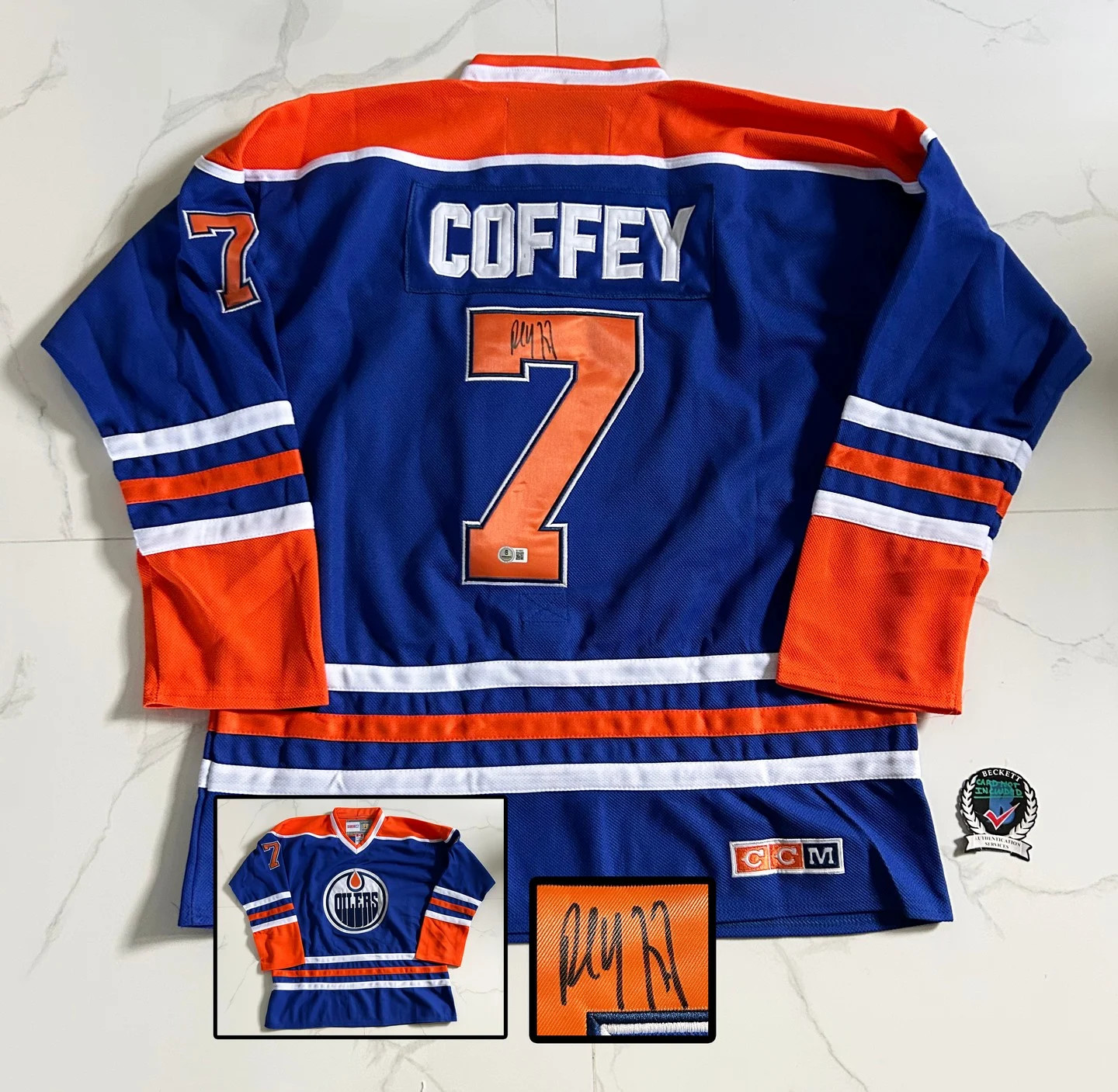 Paul Coffey Signed Jersey Edmonton Oilers Beckett BAS COA