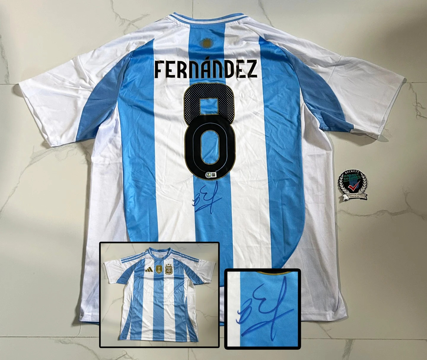 Enzo Fernandez Signed Jersey Argentina Beckett BAS COA