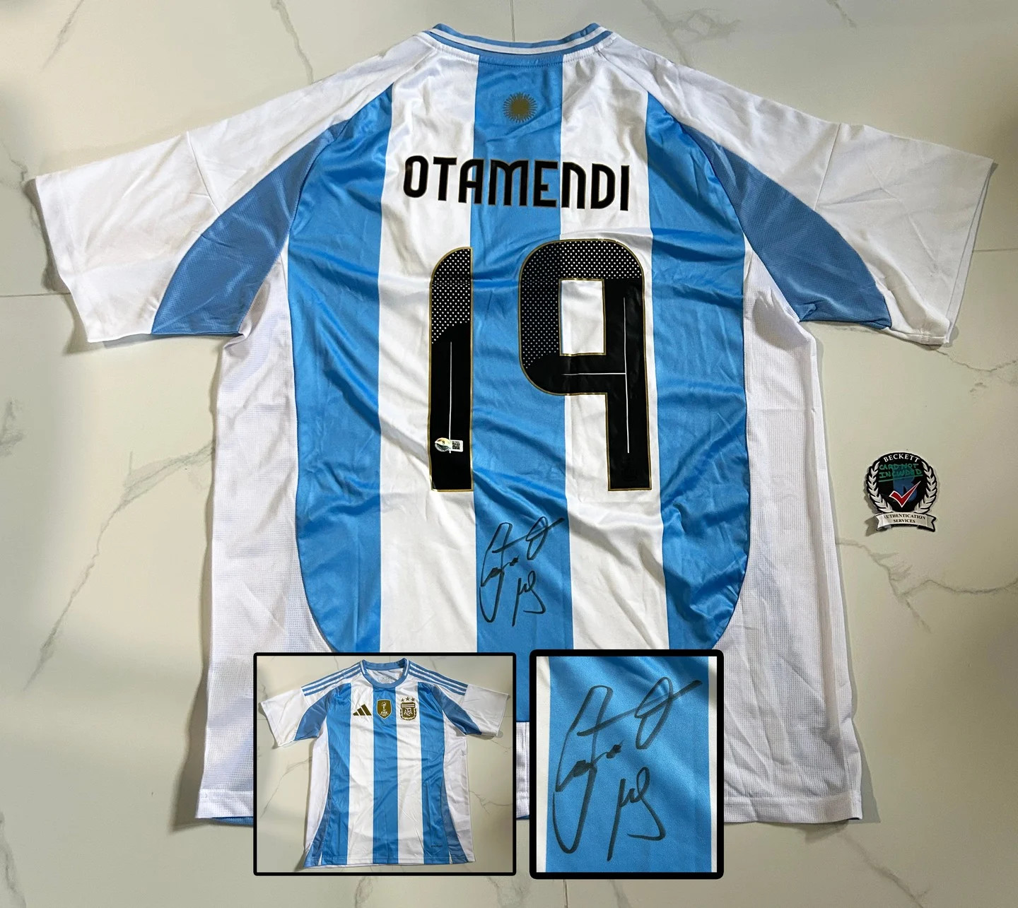 Nicolas Otamendi Signed Jersey Argentina Beckett BAS COA