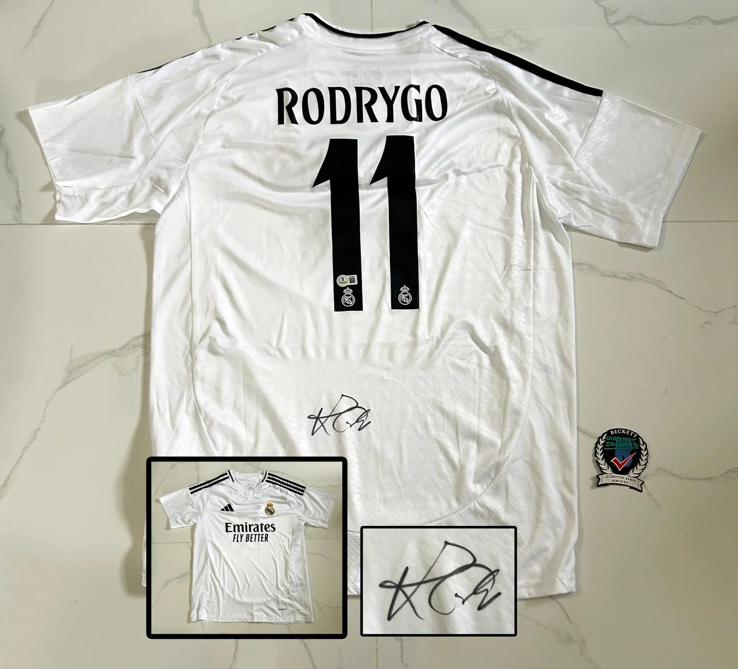 Rodrygo Signed Jersey Real Madrid Brasil Beckett BAS 1 COA