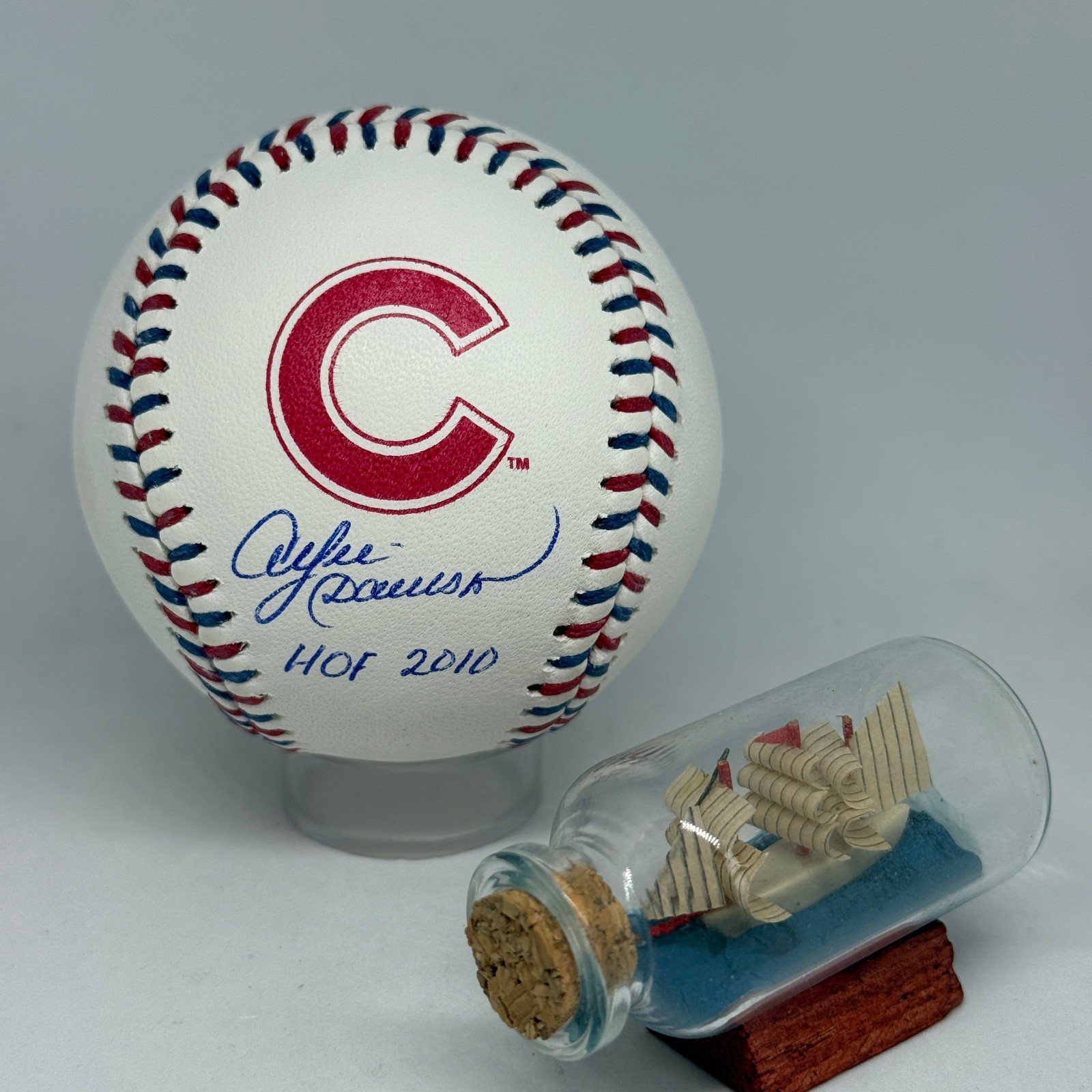 Andre Dawson signed Rawlings Cubs Team Stitch Logo Baseball JSA HOF Auto A4049