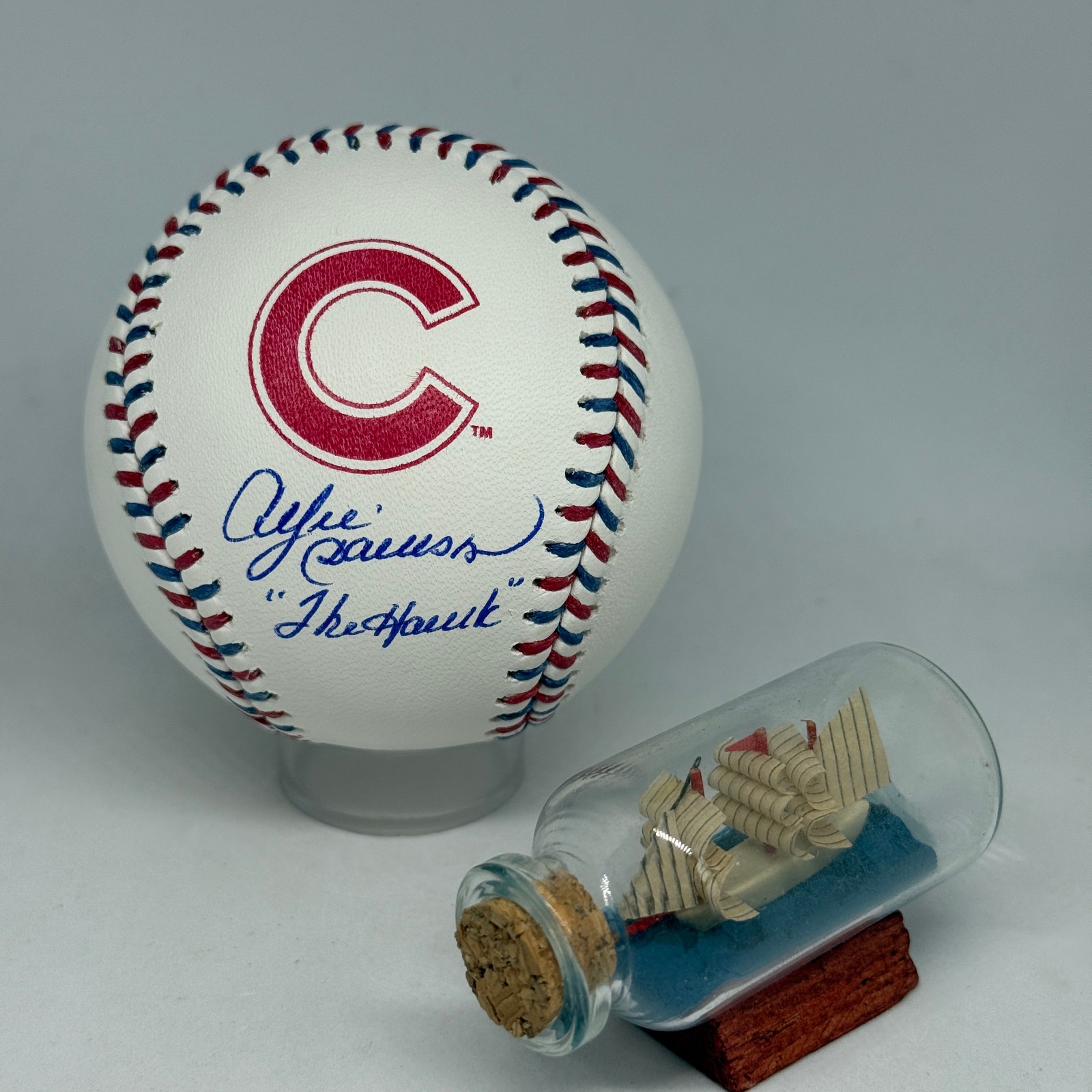 Andre Dawson signed Rawlings Cubs Team Stitch Logo Baseball JSA HOF Auto A4053