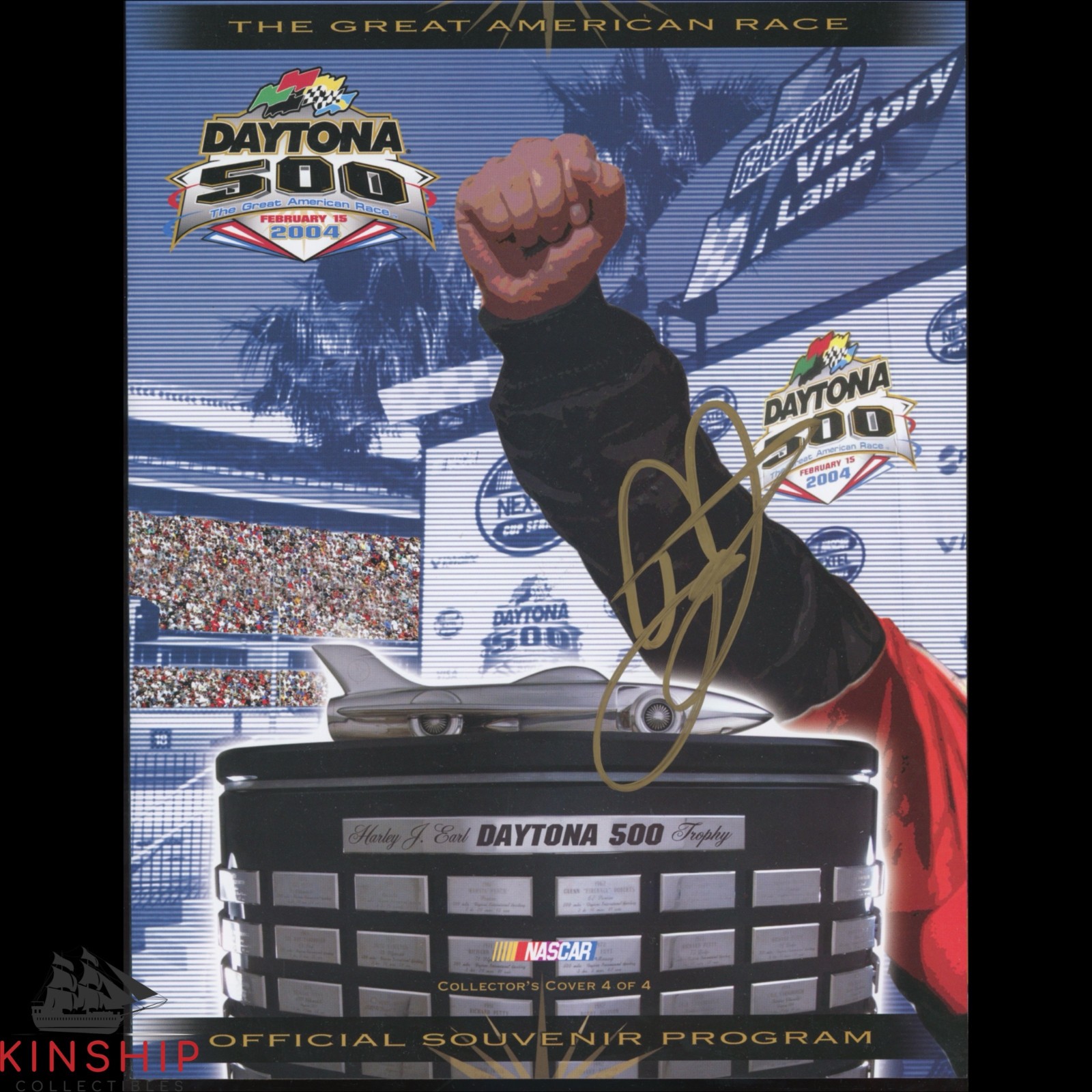 DALE EARNHARDT JR SIGNED 2004 DAYTONA 500 PROGRAM JSA COA NASCAR AUTO E300 COLLECTIBLE MEMORABILIA