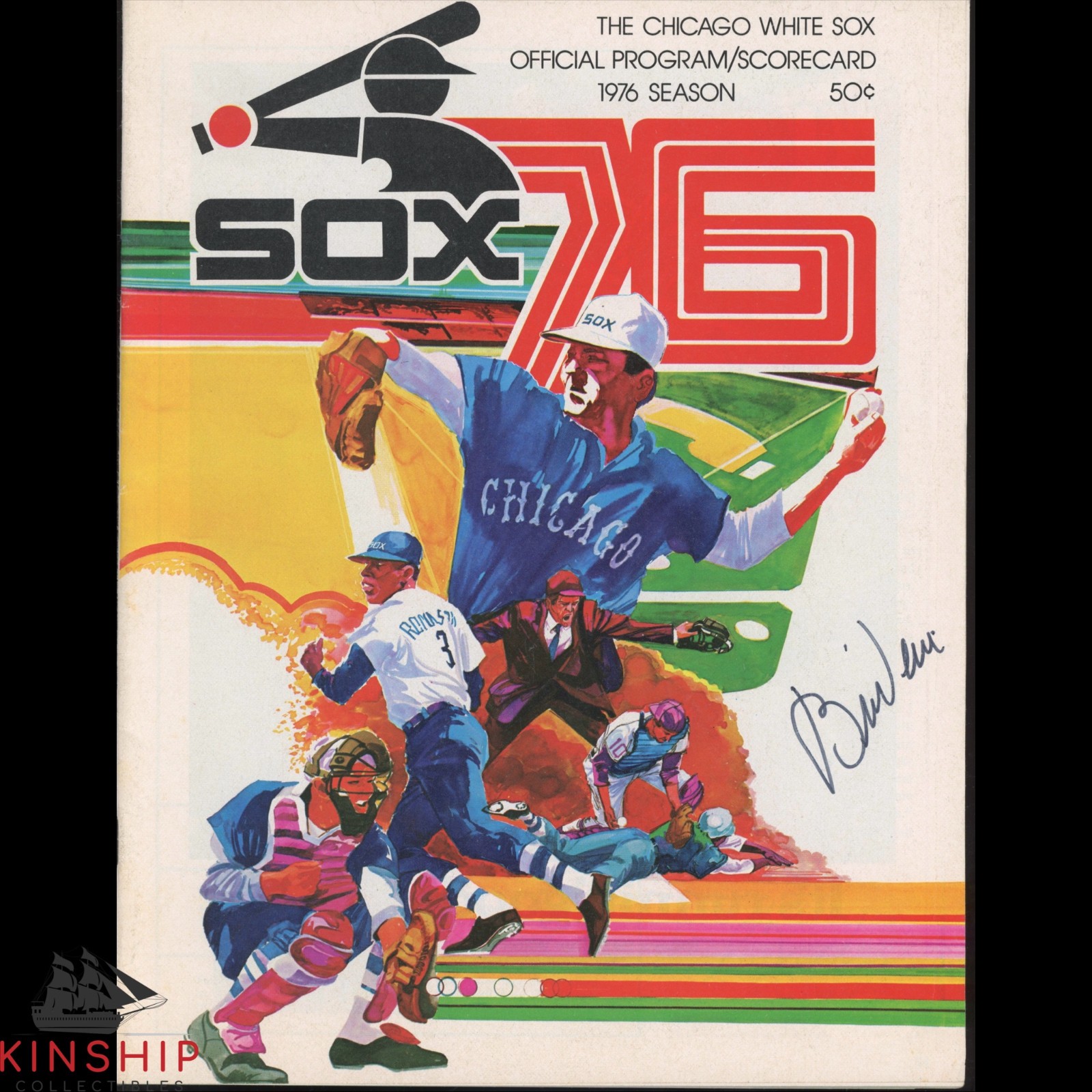 BILL VEECK SIGNED WHITE SOX PROGRAM JSA COA HOF BASEBALL AUTO RARE E303 COLLECTIBLE MEMORABILIA