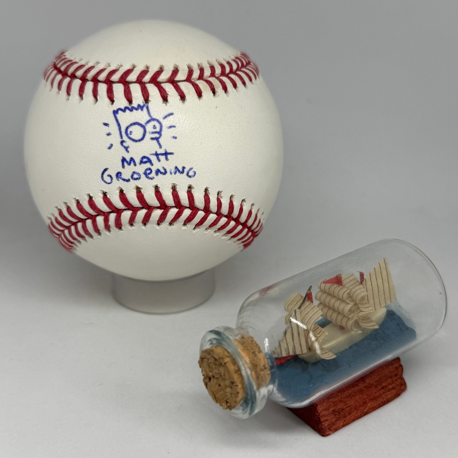 Matt Groening signed Rawlings Baseball JSA LOA Auto 9 Simpsons Sketch Rare A4081
