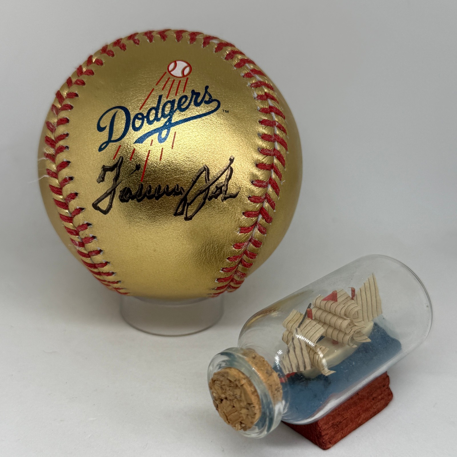 Tommy John signed Rawlings Gold Dodgers Logo Baseball JSA COA Auto A4085