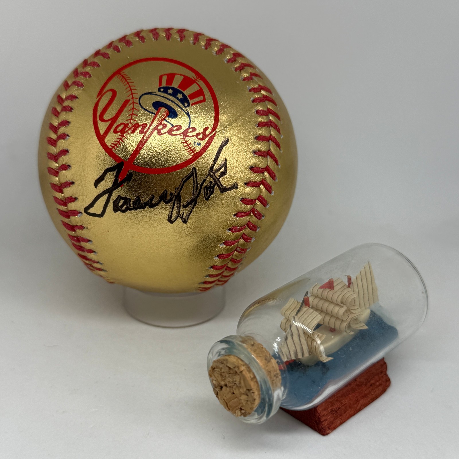 Tommy John signed Rawlings Gold Yankees Logo Baseball JSA COA Auto A4086