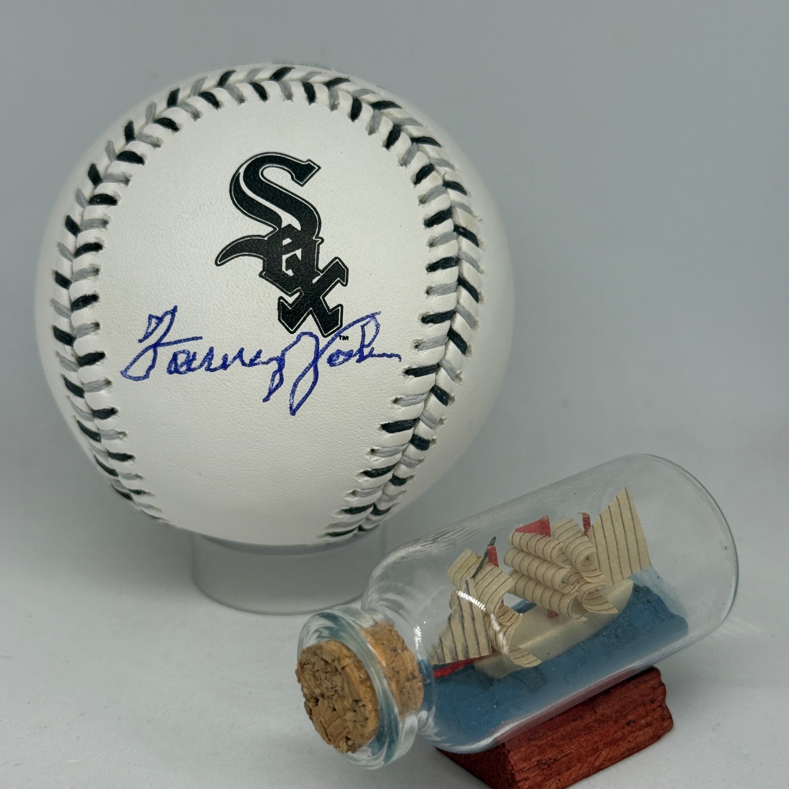 Tommy John signed Rawlings White Sox Team Stitch Logo Baseball JSA COA A4098