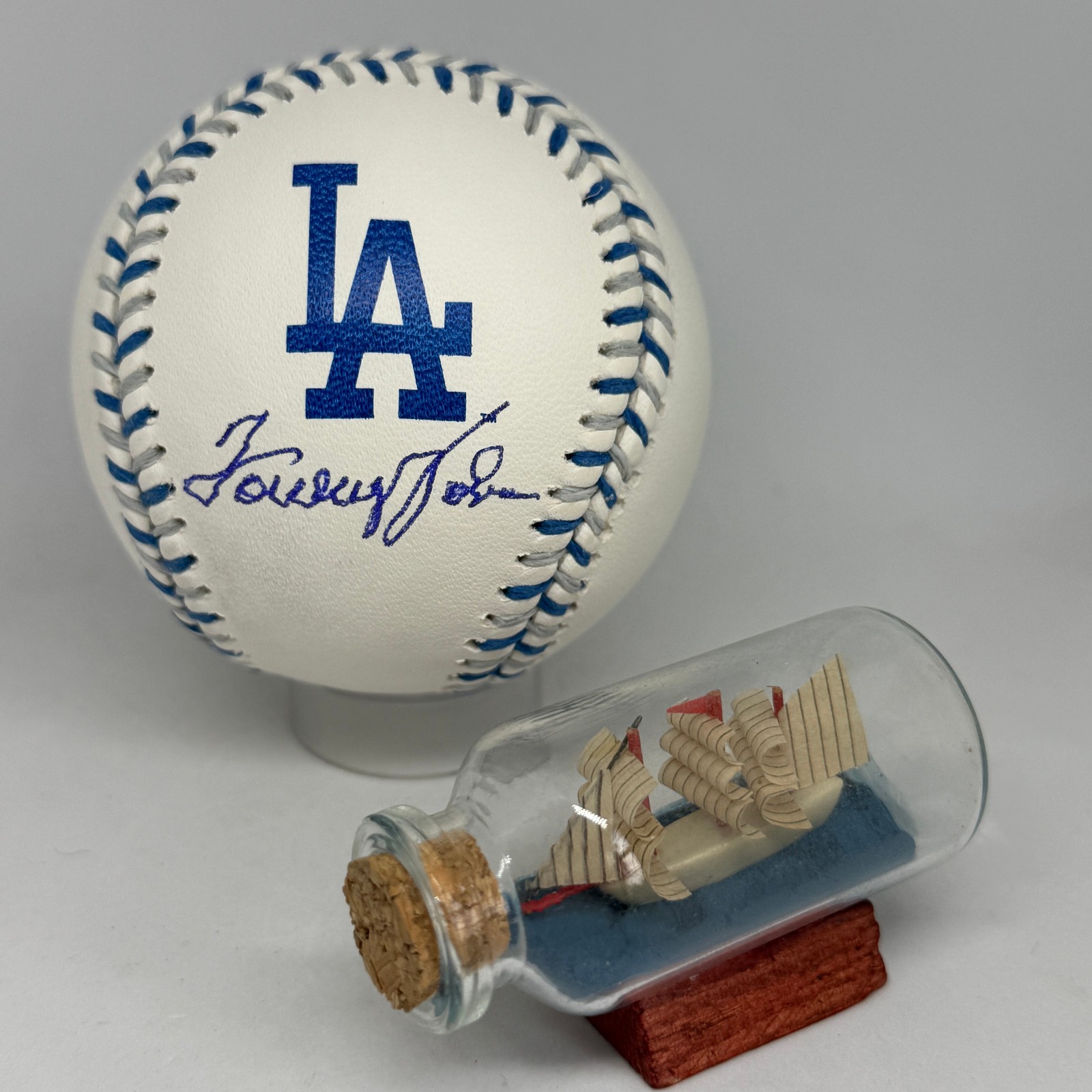 Tommy John signed Rawlings Dodgers Team Stitch Logo Baseball JSA COA Auto A4089