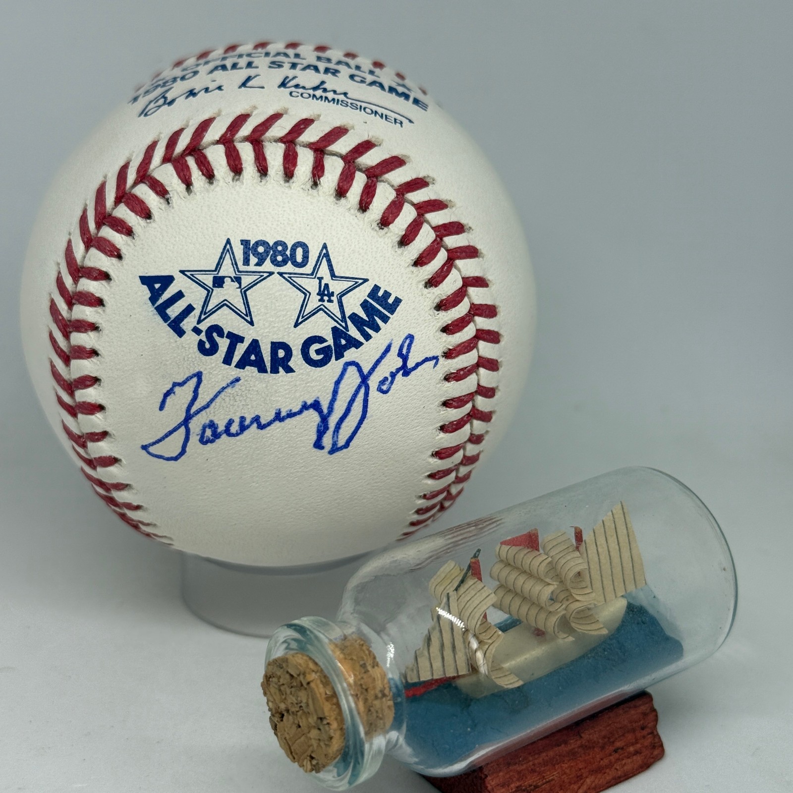 Tommy John signed Rawlings 1980 All Star Game Logo Baseball JSA Last ASG A4091