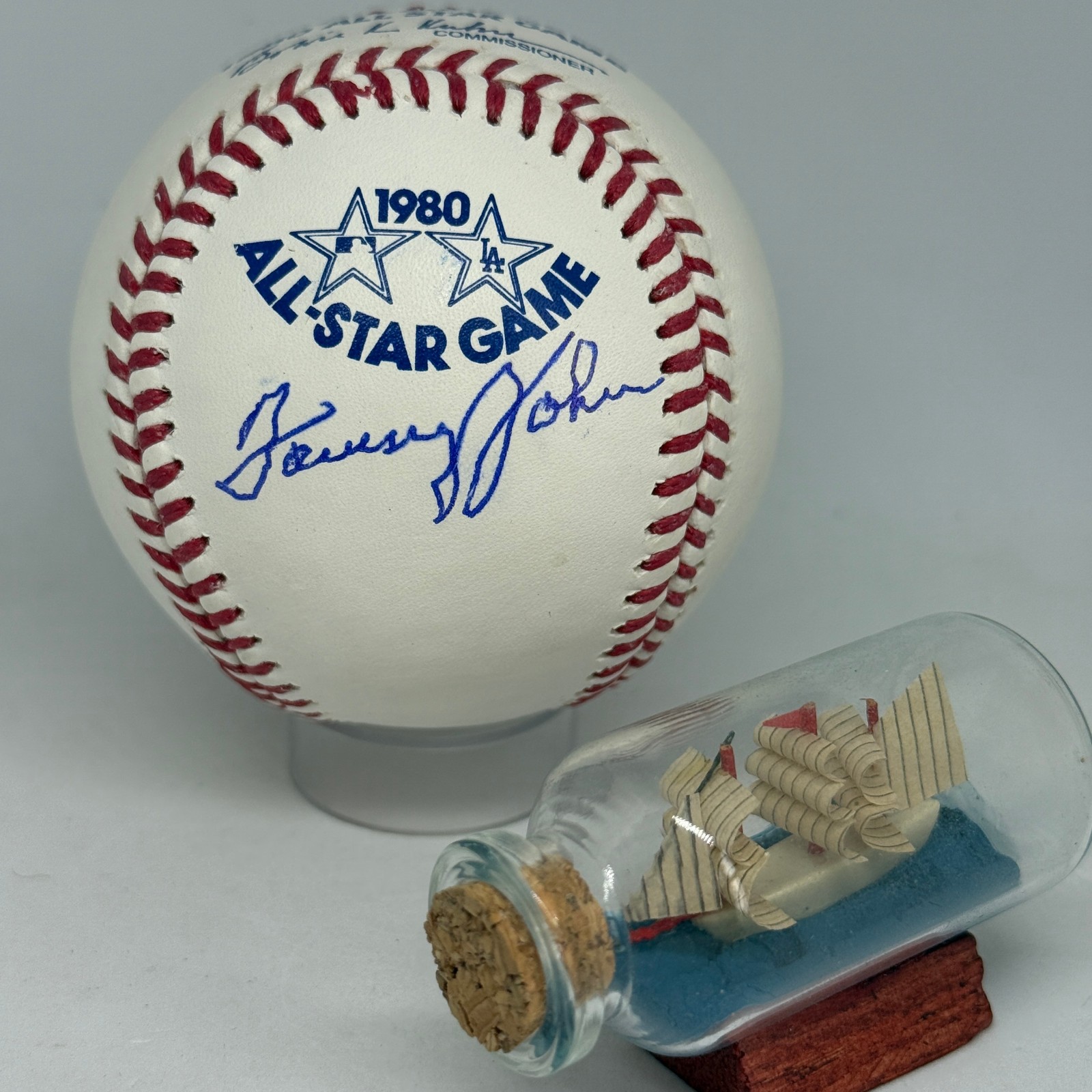 Tommy John signed Rawlings 1980 All Star Game Logo Baseball JSA Last ASG A4092