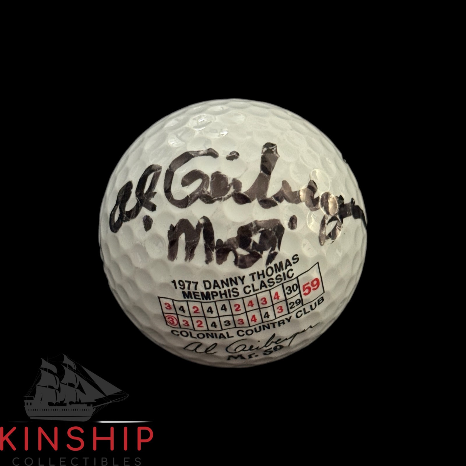 Al Geiberger signed Mr 59 Logo Golf Ball JSA COA Inscribed Auto A4099
