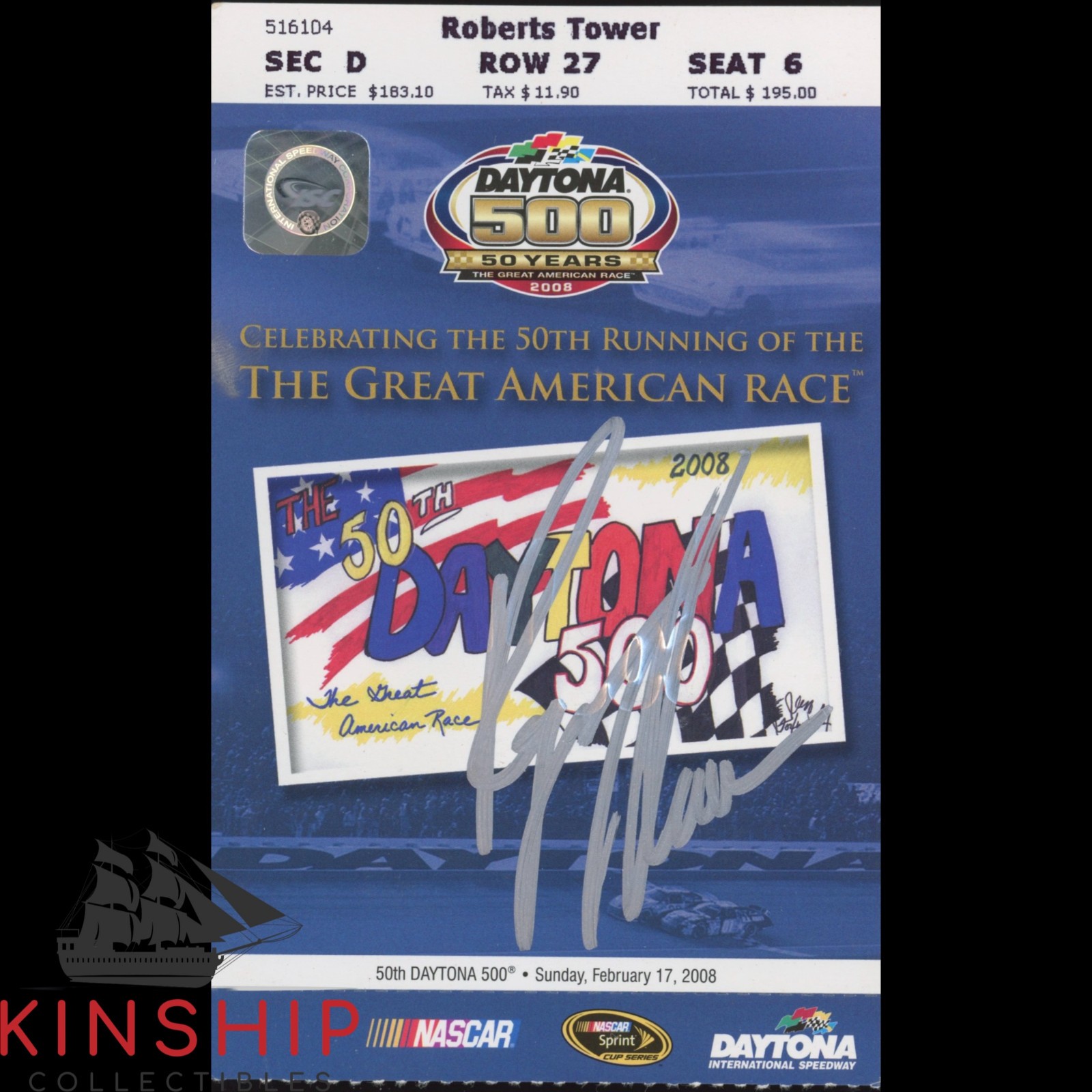Ryan Newman signed 2008 Daytona 500 Ticket JSA COA NASCAR Auto Rare Z2318