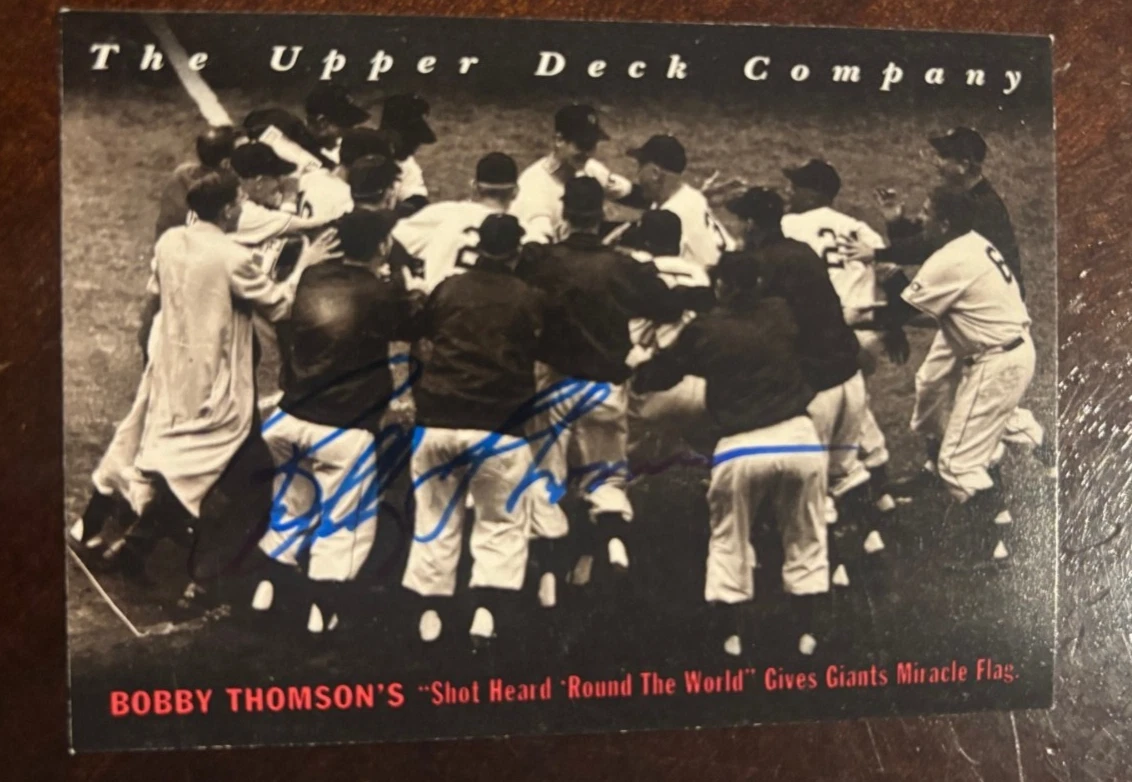 1994 Upper Deck All-Time Heroes #16 - BOBBY THOMSON SIGNED AUTOGRAPHED CARD