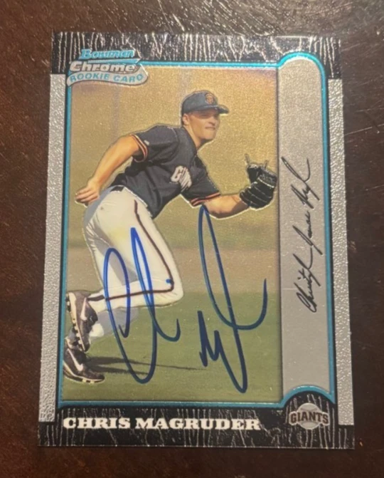 Chris Magruder signed autographed card 1999 Bowman Chrome #424 San Fran Giants