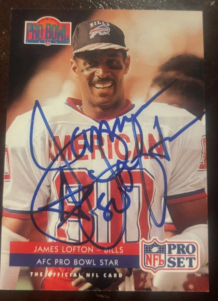 JAMES LOFTON SIGNED AUTOGRAPHED 1992 PRO SET FOOTBALL CARD # 387 BUFFALO BILLS