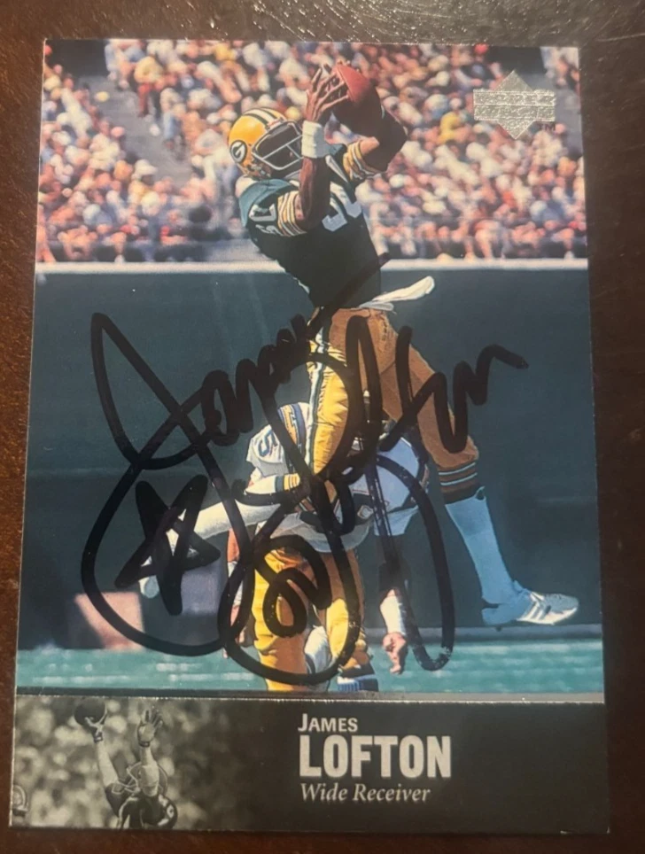 1997 UPPER DECK LEGENDS JAMES LOFTON SIGNED CARD AUTOGRAPHED #131 PACKERS