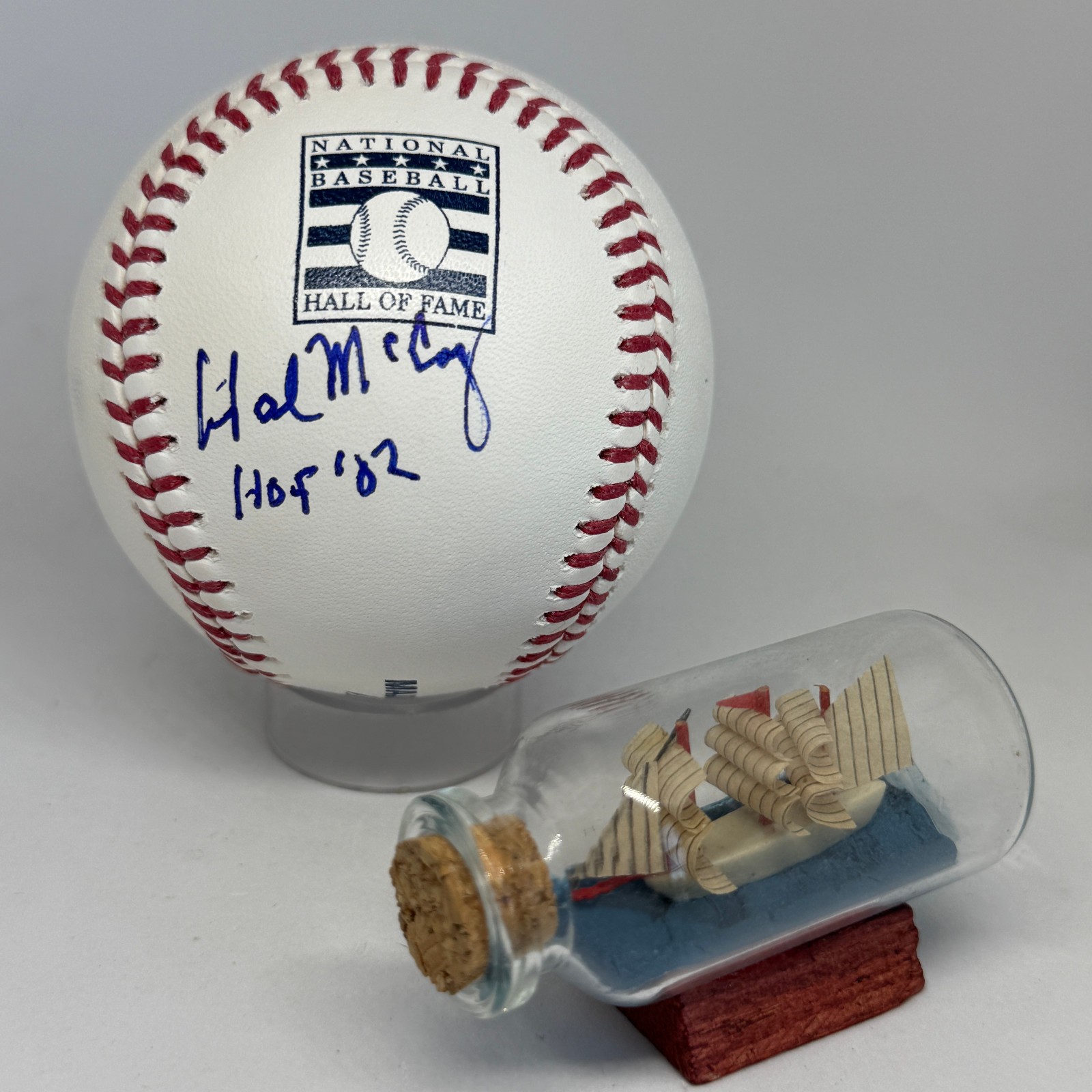 Hal McCoy signed Rawlings HOF logo Baseball JSA COA Spink Inscribed HOF A4149