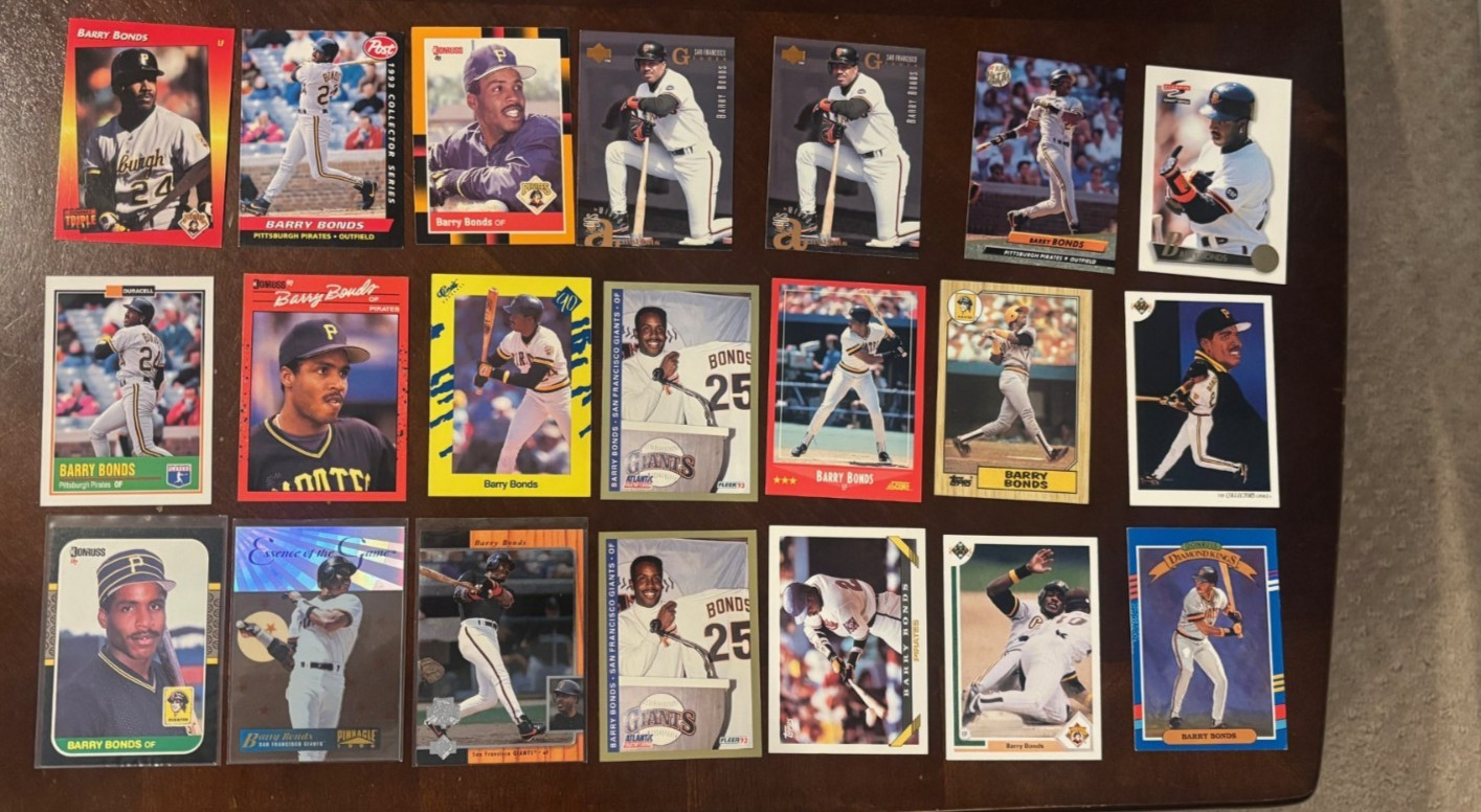 (22) CARD BARRY BONDS VINTAGE CARD LOT ROOKIE 1980 1990’S SAN FRANCISCO GIANTS COLLECTIBLE MEMORABILIA