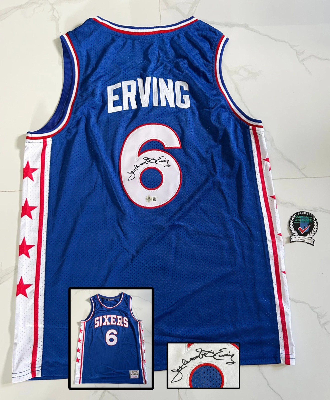 Dr. J Julius Erving Signed Jersey Philadelphia 76ers Beckett BAS COA