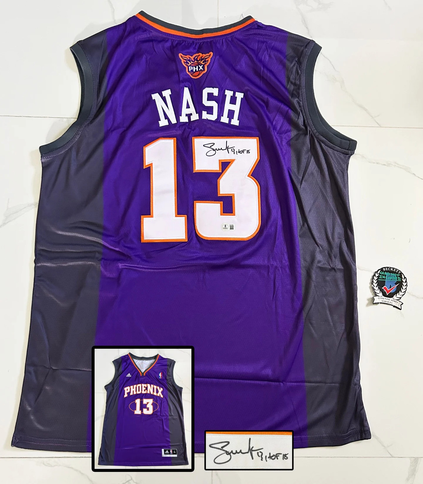 Steve Nash Signed Jersey Phoenix Suns Beckett BAS COA