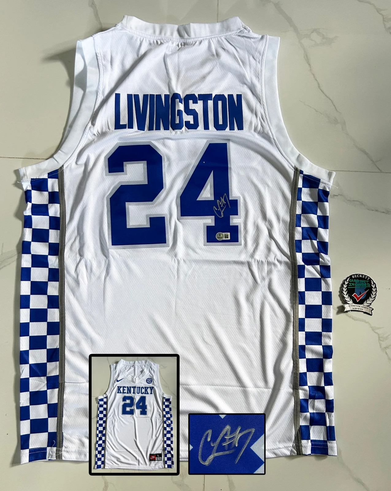 Chris Livingston Signed Jersey Kentucky Wildcats Beckett BAS COA