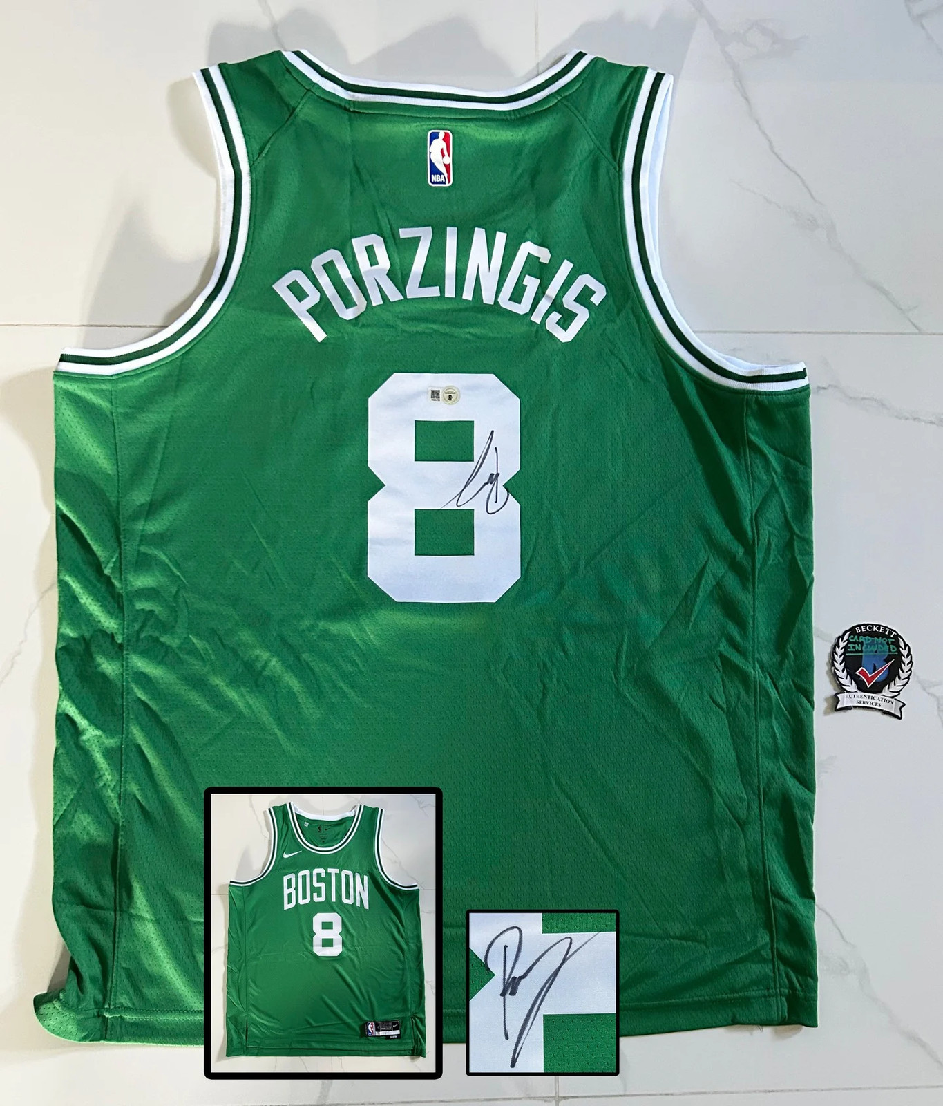 Kristaps  Porzingis Signed Jersey Boston Celtics Beckett BAS 3 COA