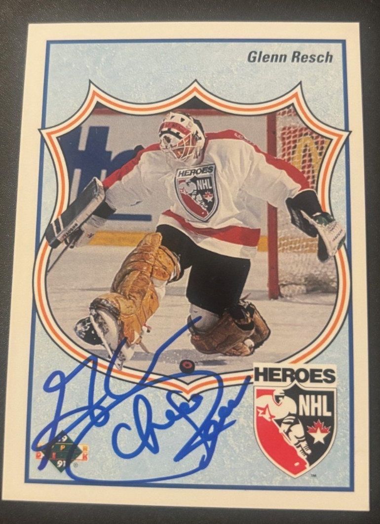 Glenn Chico Resch Signed Autographed 90-91 Upper Deck card New Jersey Devils 507