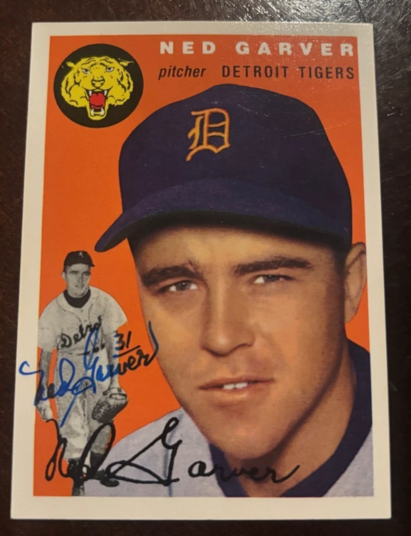 1994 TOPPS ARCHIVES 1954 NED GARVER #44 DETROIT TIGERS SIGNED AUTOGRAPHED CARD