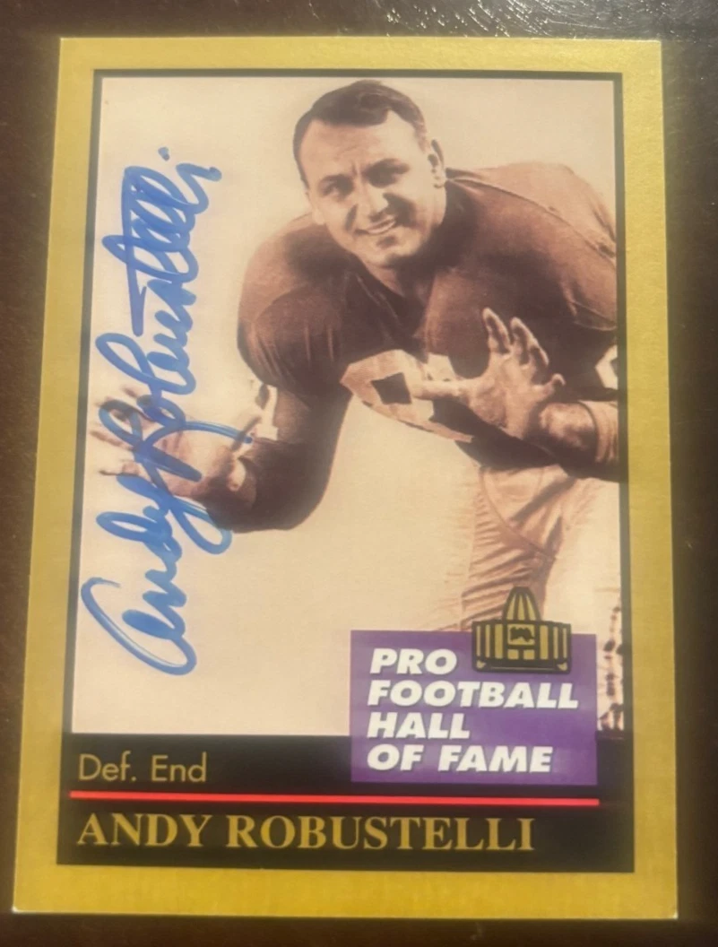 Andy Robustelli signed autographed 1991 Enor Pro Football Hall of Fame Card #121