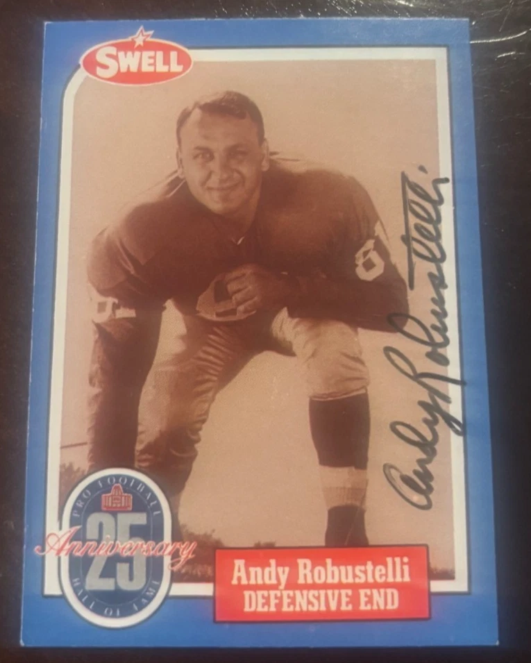 1988 SWELL GREATS ANDY ROBUSTELLI SIGNED AUTOGRAPHED  CARD #104 NEW YORK GIANTS COLLECTIBLE MEMORABILIA