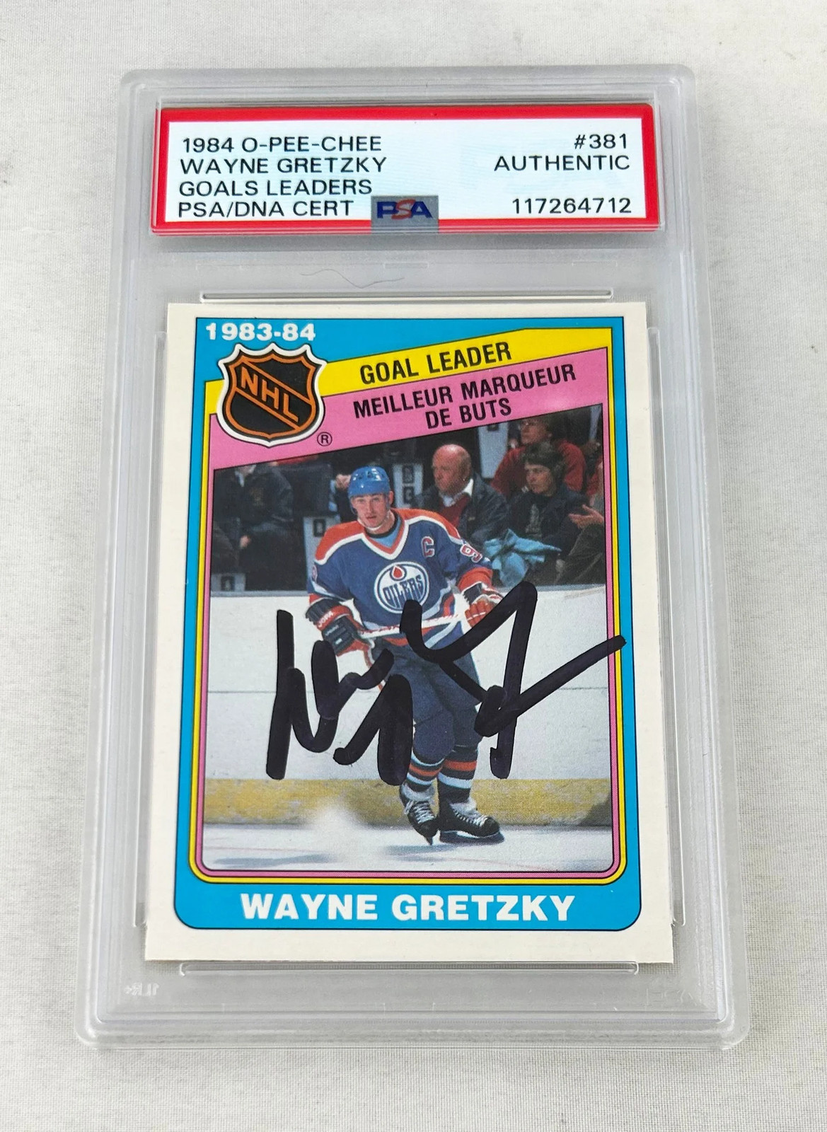 Wayne Gretzky Signed Trading Card 1984 O-Pee-Chee #381 PSA/DNA COA