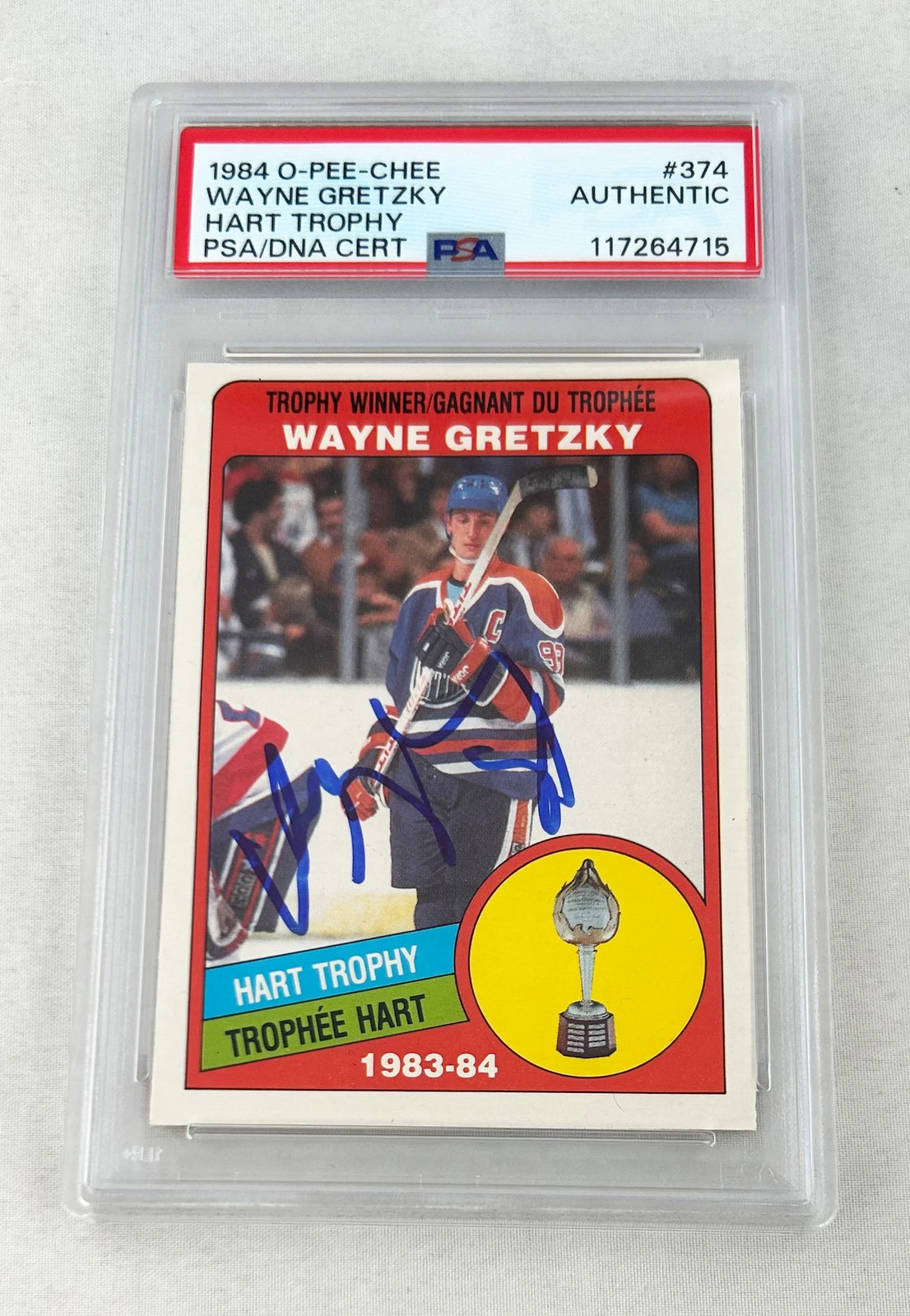 Wayne Gretzky Signed Trading Card 1984 O-Pee-Chee #374 PSA/DNA COA