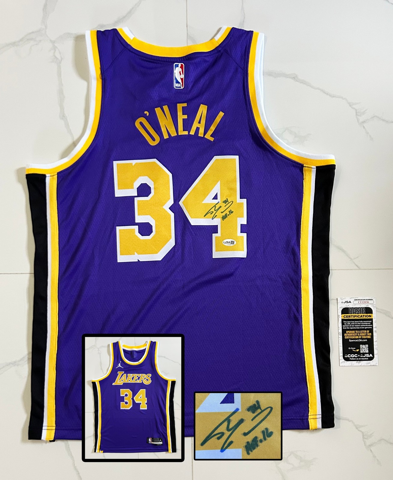 Los Angeles Lakers Shaquille ONeal Signed Jersey JSA COA
