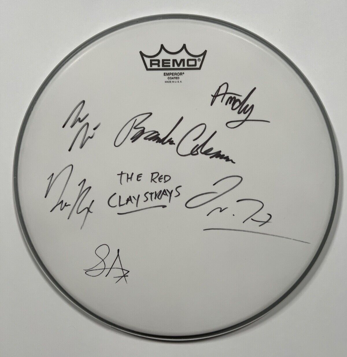 THE RED CLAY STRAYS ACOA FULLY SIGNED AUTOGRAPH DRUM HEAD COLLECTIBLE MEMORABILIA