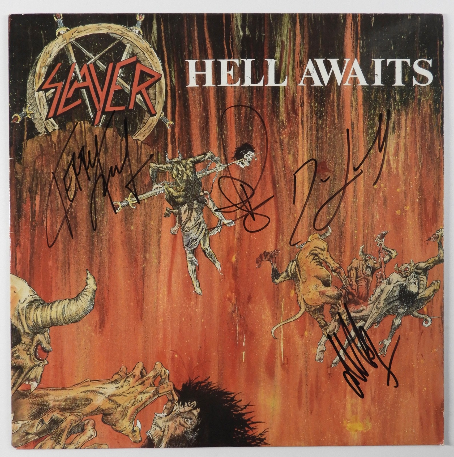 Slayer Fully Signed Autograph JSA Record Album Vinyl Hell Awaits