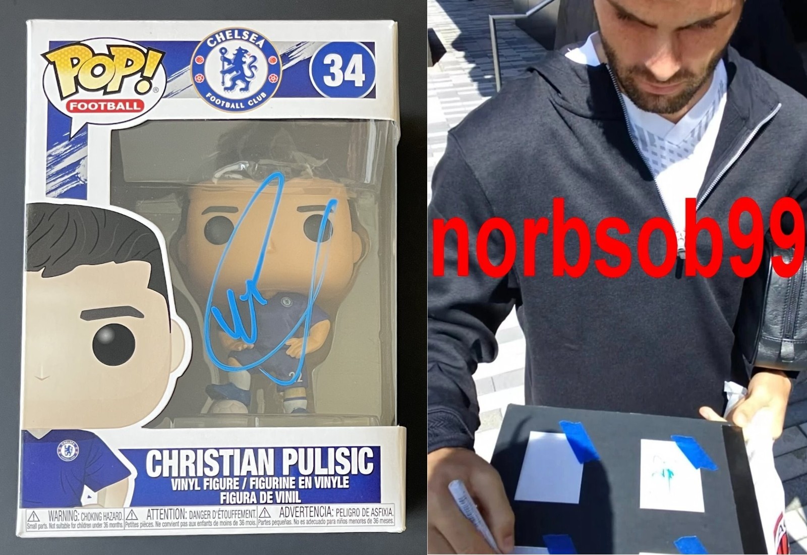 CHRISTIAN PULISIC CHELSEA FOOTBALL CLUB SIGNED POP FUNKO EXACT PROOF BECKETT COA