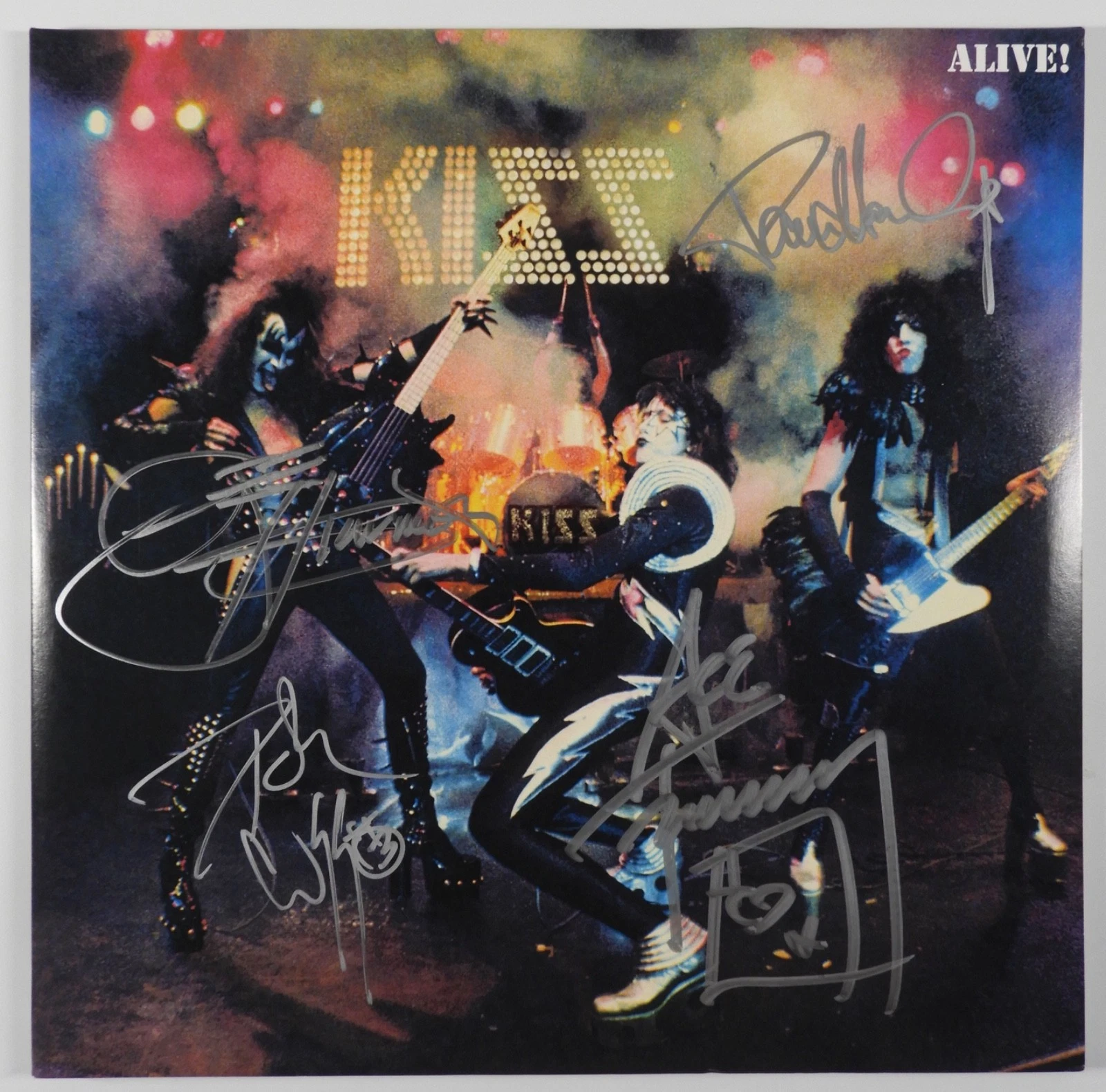 KISS JSA Fully Signed Autograph Album Vinyl Record German Alive Ace Frehley