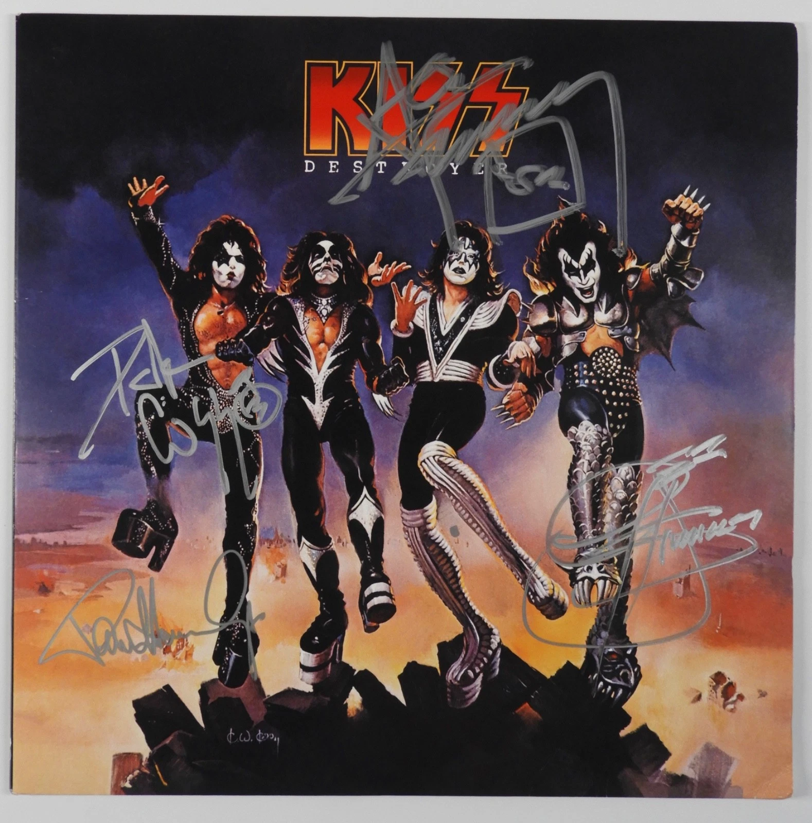KISS JSA Fully Signed Autograph Album Vinyl Record Destroyer Ace Frehley +