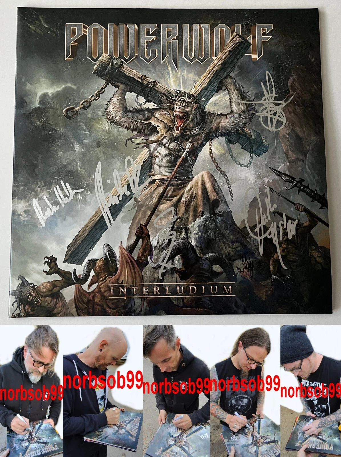 POWERWOLF SIGNED INTERLUDIUM VINYL ALBUM RECORD LP ATTILA DORN +4 w/EXACT PROOF