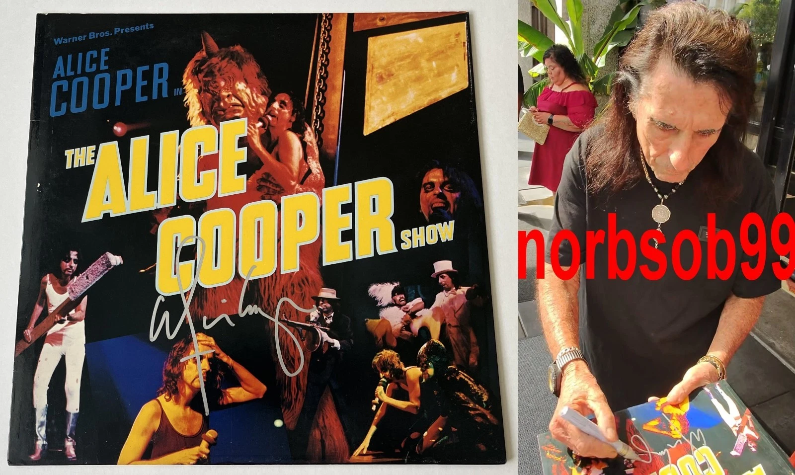 THE ALICE COOPER SHOW SIGNED AUTOGRAPH VINYL LP w/EXACT PROOF & BECKETT COA