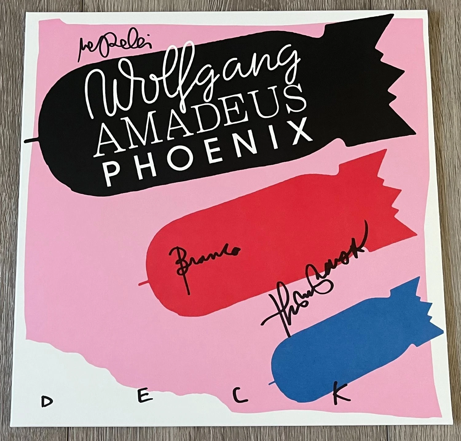 PHOENIX BAND SIGNED AUTOGRAPH WOLFGANG AMADEUS PHOENIX VINYL RECORD ALBUM w/ COA