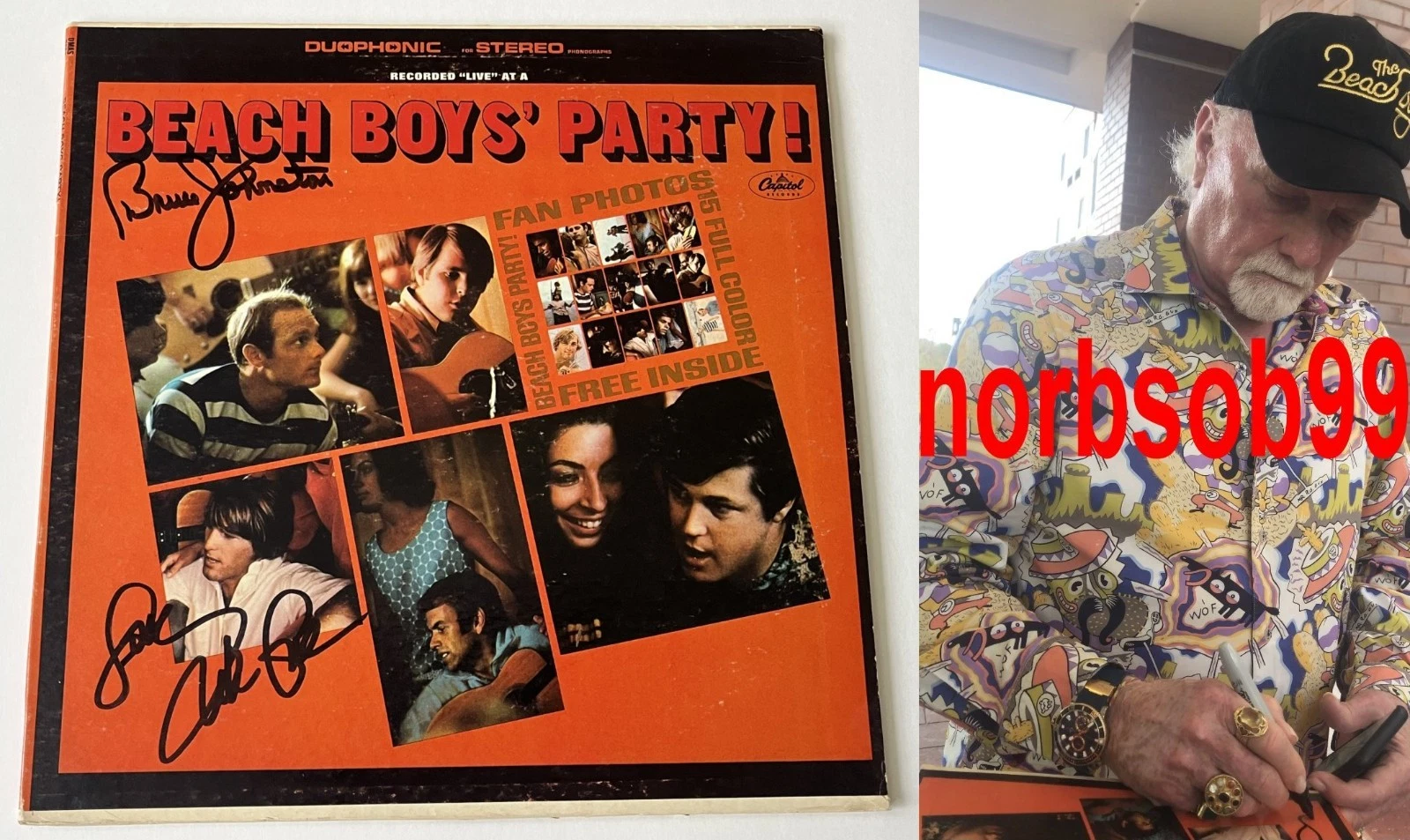MIKE LOVE & BRUCE SIGNED THE BEACH BOYS PARTY VINYL w/EXACT PROOF & BECKETT COA