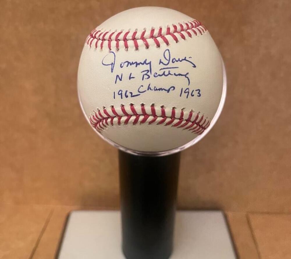 TOMMY DAVIS 1962 63 NL BATTING CHAMPSIGNED AUTO M.L. BASEBALL BECKETT AUTH