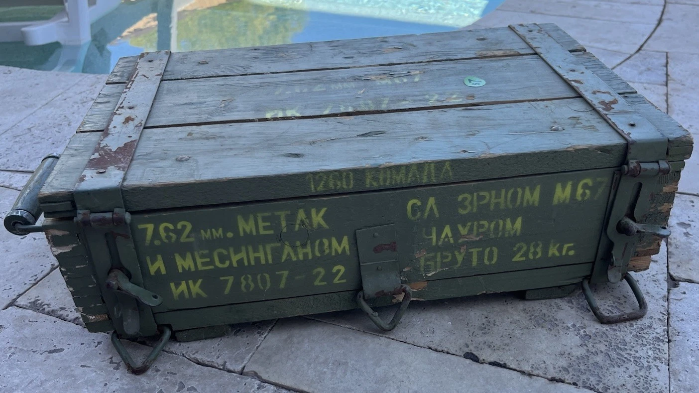 Vintage Yugoslavian Military Wooden Crate 7.62mm M67 Green Ammo Box 18.5